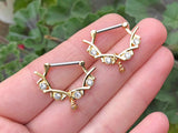 Clear Crystal Gold Nipple Clicker Nipple Ring Nipple Piercing
