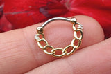 16 Gauge Chain Gold Daith Piercing Hoop Ring Daith Clicker Septum Hoop Clicker