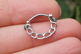 16 Gauge Chain Silver Daith Piercing Hoop Ring Daith Clicker Septum Hoop Clicker