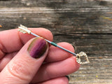 Gold Industrial Barbell 14g Scaffold Heart and Feather