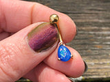 Gold Opal Belly Ring Blue Opal