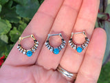 Turquoise Daith Piercing Rook Earring Hoop Silver Gold Rose Gold Clicker