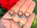 Turquoise Daith Piercing Rook Earring Hoop Silver Gold Rose Gold Clicker