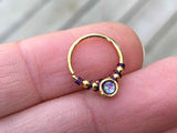 Purple Opal Gold Daith Earring Rook Piercing Hoop