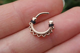 16g Rose Gold Lotus Mandala Daith Earring Clicker Rook Earring Tragus Hoop