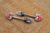 Red Opal Heart Arrowhead Nipple Ring Nipple Barbell