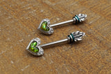 Green Opal Heart Arrowhead Nipple Ring Nipple Barbell