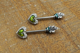 Green Opal Heart Arrowhead Nipple Ring Nipple Barbell