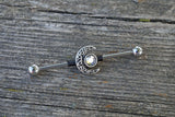 Celestial Moon Industrial Barbell 14g 16g Scaffold Aurora Borealis Crystal
