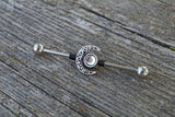Celestial Moon Industrial Barbell 14g 16g Scaffold Aurora Borealis Crystal