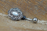 Boho White Opal Belly Button Ring