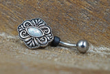Boho White Opal Belly Button Ring