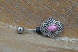 Boho Pink Opal Belly Button Ring