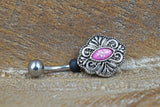 Boho Pink Opal Belly Button Ring