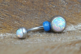 Simple White Opal Belly Button Ring