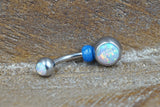 Simple White Opal Belly Button Ring