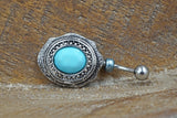 Short Belly Ring - Blue Concho Southwestern Belly Button Ring - Gift For Teens - Gift under 15