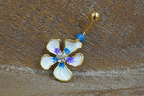 Hawaiian Hibiscus Flower Belly Button Ring