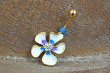 Hawaiian Hibiscus Flower Belly Button Ring