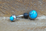 Short Belly Ring - Turquoise Blue Belly Button Ring - Gift For Teens - Gift under 15