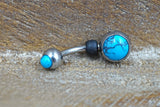 Short Belly Ring - Turquoise Blue Belly Button Ring - Gift For Teens - Gift under 15