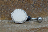 White Druzy Belly Button Ring