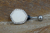 White Druzy Belly Button Ring