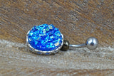 Blue Druzy Belly Button Ring - Gift For Teens