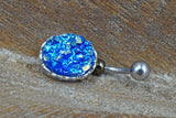 Blue Druzy Belly Button Ring - Gift For Teens