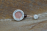 Rose Gold Druzy Belly Button Ring - Rose Gold Navel Ring