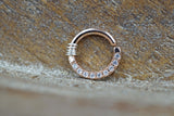 Half Circle CZ Lined Tiny Rose Gold Hoop Septum Ring - Rose Gold Daith Piercing - Rose Gold Rook Earring Hoop