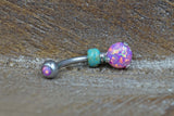 Simple Pink Opal Belly Button Ring - Gift Under 20 - Gift for Women Teens
