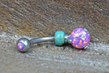 Simple Pink Opal Belly Button Ring - Gift Under 20 - Gift for Women Teens