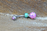 Simple Pink Opal Belly Button Ring - Gift Under 20 - Gift for Women Teens