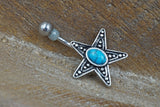 Silver Starfish Turquoise Belly Button Ring