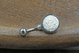 White Druzy Round Belly Button Ring - Short Belly Button Ring