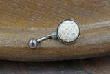 White Druzy Round Belly Button Ring - Short Belly Button Ring
