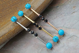 14 gauge Turquoise Industrial Barbell Silver, Gold or Rose Gold