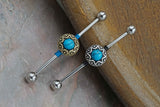 Opal Tribal Silver or Gold Industrial Barbell 14g or 16g Scaffold Piercing