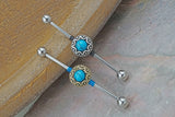 Opal Tribal Silver or Gold Industrial Barbell 14g or 16g Scaffold Piercing