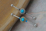 Opal Tribal Silver or Gold Industrial Barbell 14g or 16g Scaffold Piercing