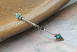 14 gauge Gold Spear Beaded Industrial Barbell