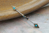 14 gauge Gold Spear Beaded Industrial Barbell