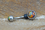 Simple Multi Color Opal Belly Button Ring