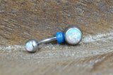 Simple White Opal Belly Button Ring