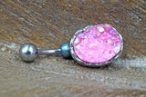 Pink Druzy Belly Button Ring - Gift For Teens - Gift under 15