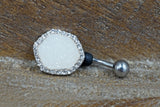 White Druzy Belly Button Ring