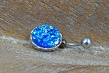 Blue Druzy Belly Button Ring - Gift For Teens