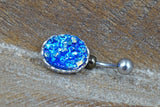 Blue Druzy Belly Button Ring - Gift For Teens