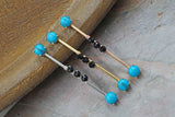 14 gauge Turquoise Industrial Barbell Silver, Gold or Rose Gold